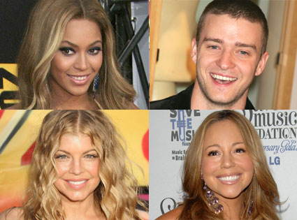 Beyonce, Justin Timberlake, Fergie, Mariah Carey Beyonce, Justin Timberlake, Fergie, Mariah Carey